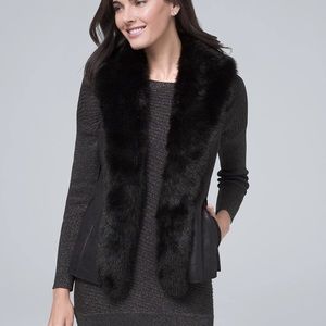 Black Faux Shearling-Trim Vest